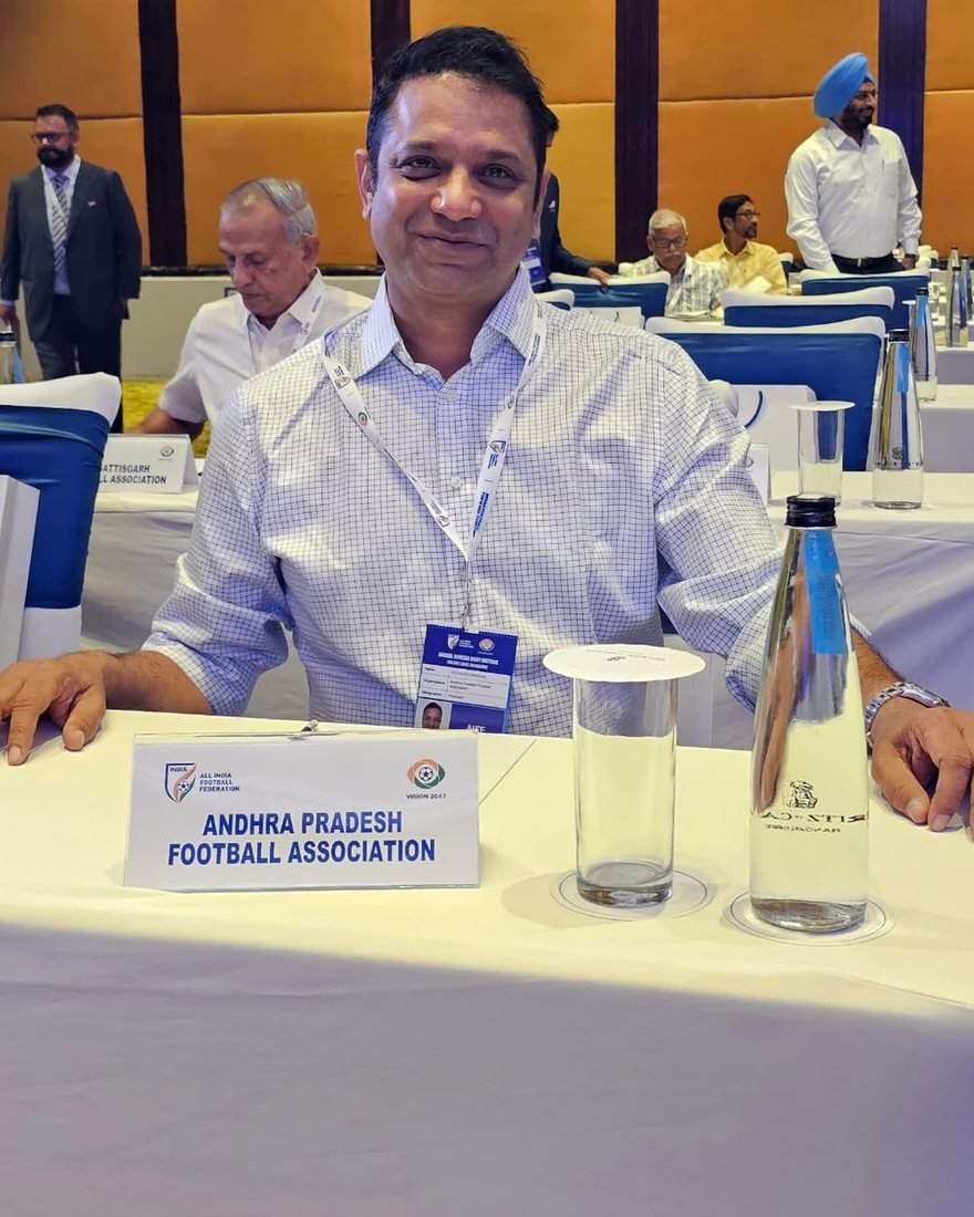 Sridhar Kotagiri, President of the Andhra Pradesh Football Association, at an AIFF meeting
